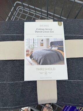 Threshold Cotton Jersey Duvet Cover Set - Charcoal full/queen